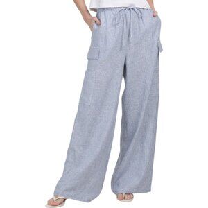 WILT Linen Blend Stripe Narrow Palazzo Pull On Pants